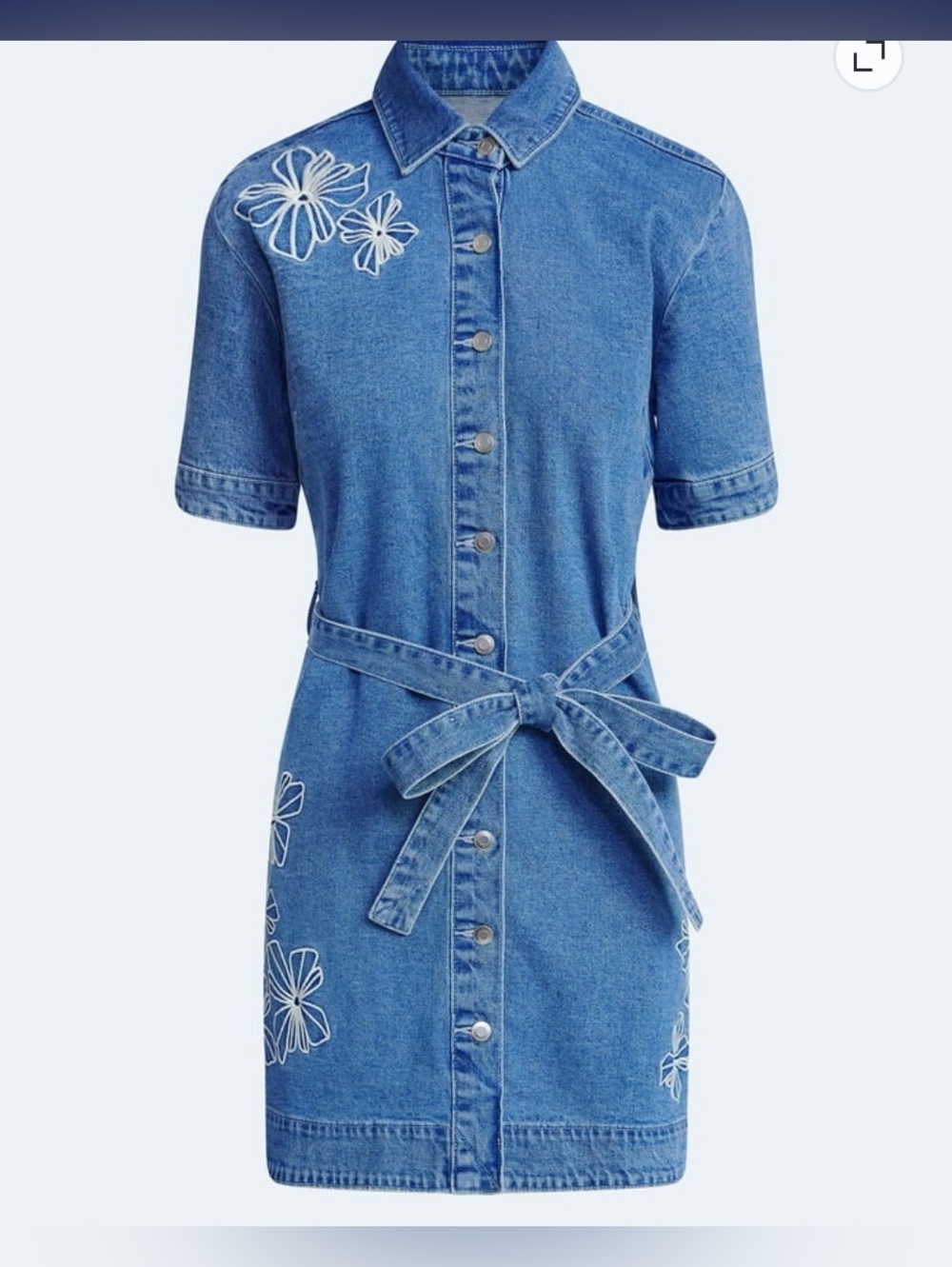 Free assembly Denim Shirt Dress with Belt - Blue